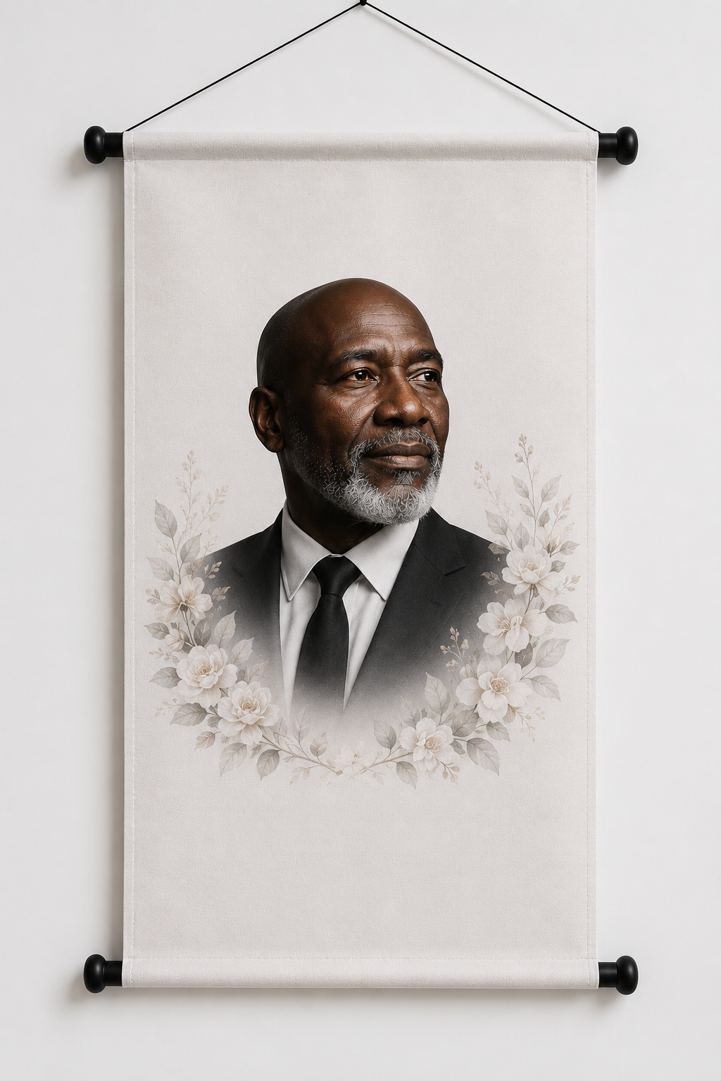 A1 memorial textile scroll plate with rods and soft textile finish
